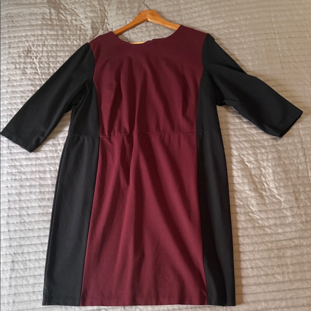 Talbots Burgundy and Black Colorblock Sheath Dress